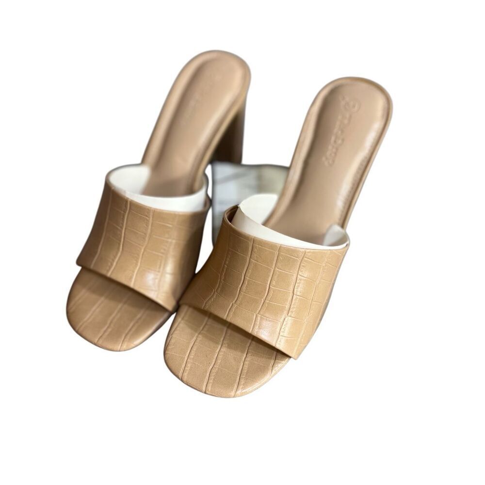 The Drop Sandals Womens 6.5 Natural Pattie High Block Heeled Mule Sandals NWT‎